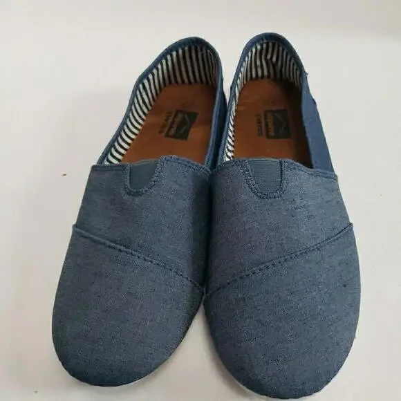 Alpine Swiss Slip On Flat Shoes Canvas Denim Blue Comfort Womens 10 - Picture 1 of 7